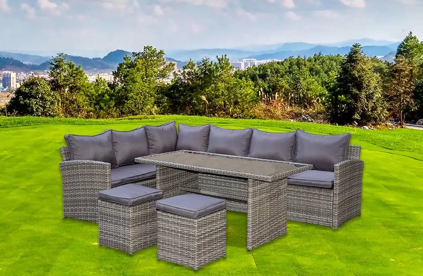 Modern Delight: 5-delt hjørnesofa spisebordssæt